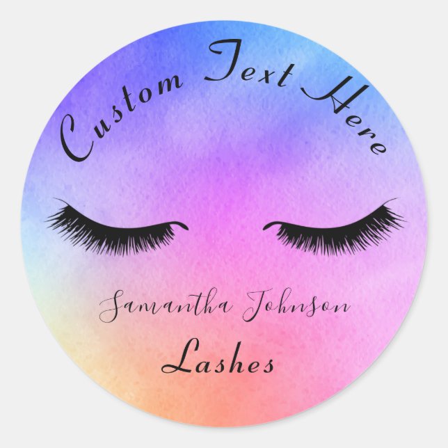 Farbenfrohe Hologramm Rainbow Beauty Makeup Eyelas Runder Aufkleber (Vorderseite)