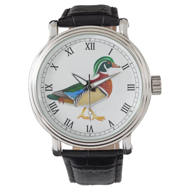 Farbenfrohe Holzente Beobachtung Armbanduhr (Vorderseite)