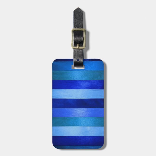 farbenfrohe Holzgestaltung blau-einfarbig Gepäckanhänger (Vorderseite vertikal)