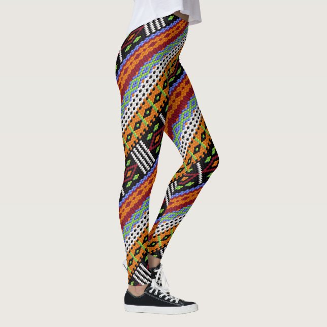 Farbenfrohe Holzgestaltung Leggings (Rechts)