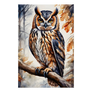 Farbenfrohe Holzschale auf Baumzweig Poster
