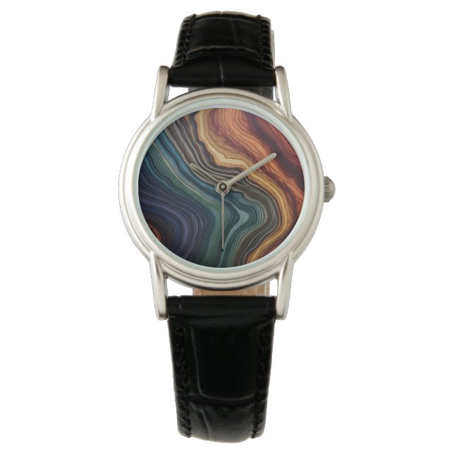 Farbenfrohe Holzuhr Armbanduhr (Vorderseite)