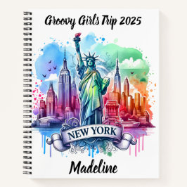 Farbenfrohe Hommage an NYC's Skyline bei Sonnenunt Notizbuch