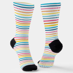 Farbenfrohe horizontale gepunktete Streifen Geomet Socken