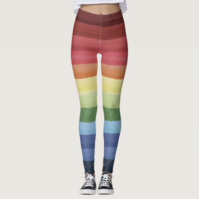 Farbenfrohe horizontale Streifen Leggings (Vorderseite)