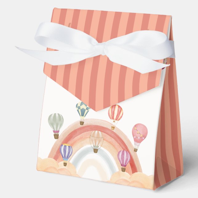 Farbenfrohe Hot Air Ballon Rainbow Baby Dusche Geschenkschachtel (Vorderseite)