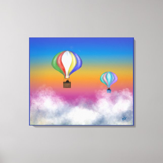 Farbenfrohe Hot Air Balloons farbenfrohe Sky Illus Leinwanddruck (Vorderseite)
