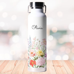Farbenfrohe hübsche Blumen Blumengarten Personalis Trinkflasche
