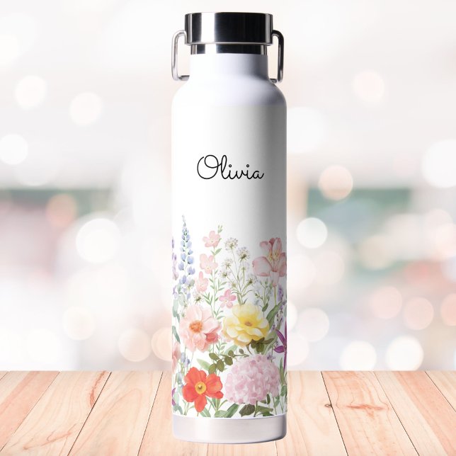Farbenfrohe hübsche Blumen Blumengarten Personalis Trinkflasche (Von Creator hochgeladen)