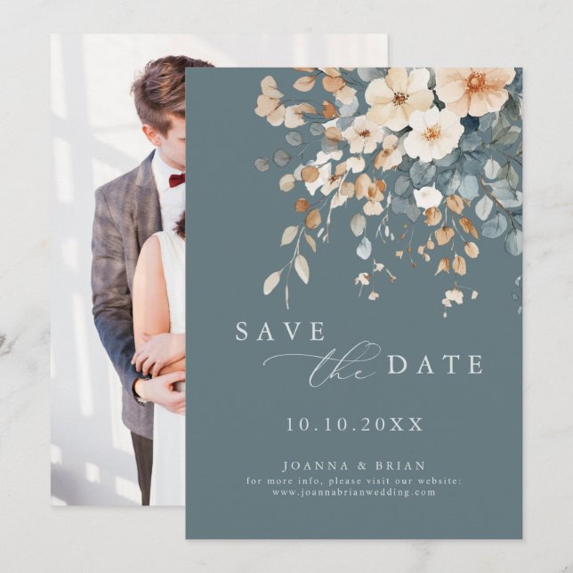 Farbenfrohe Hübsche FrühlingsWildblume Foto Save The Date (Vorne/Hinten)