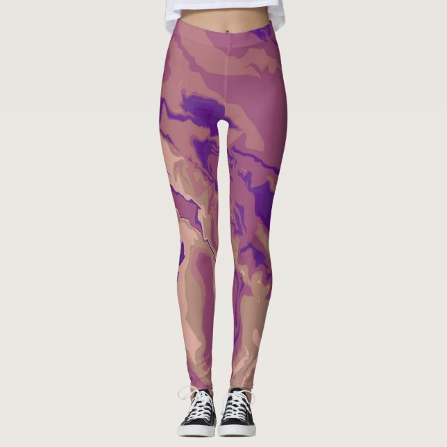 Farbenfrohe Hübsche Marmorfarbe Leggings (Vorderseite)