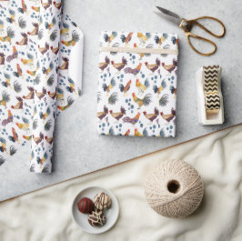Farbenfrohe Hühner & Eier Geschenk für Wasserfarbe Geschenkpapier