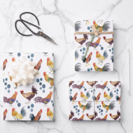 Farbenfrohe Hühner & Eier Geschenk für Wasserfarbe Geschenkpapier Set
