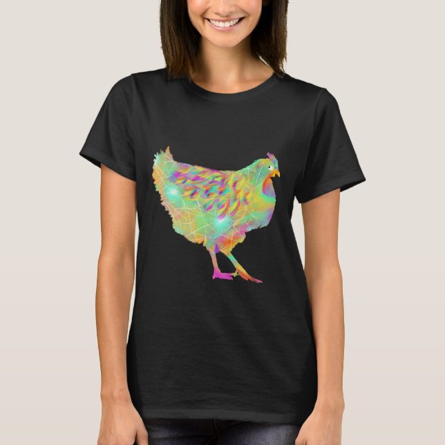 Farbenfrohe Hühner Niedliche Farm Tier Malerei T-Shirt (Vorderseite)