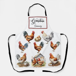 Farbenfrohe Hühner und Rooster-Oma Schürze