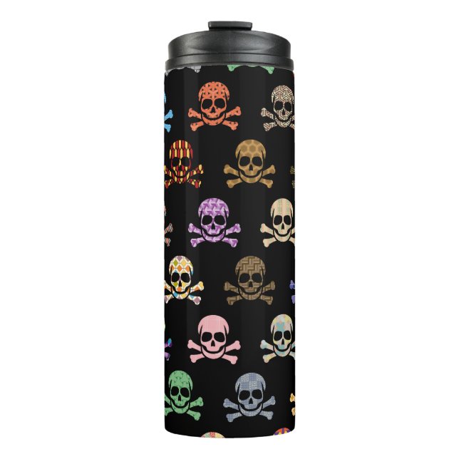 Farbenfrohe Hülle und Kreuzbein Thermosbecher (Vorderseite)