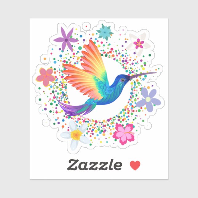 Farbenfrohe Humming-Bird-Blume schneiden Vinyl-Sti Aufkleber (Blatt)