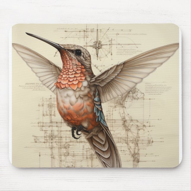 Farbenfrohe Hummingbird Mousepad (Vorne)