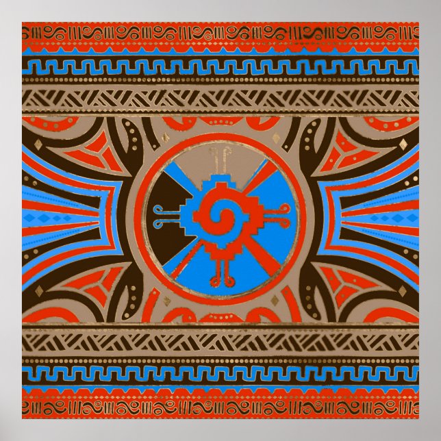 Farbenfrohe Hunab Ku Mayan Symbol #4 Poster (Vorne)