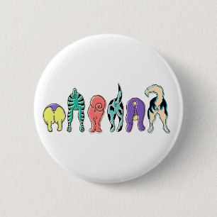 Farbenfrohe Hunde-Hintern Button
