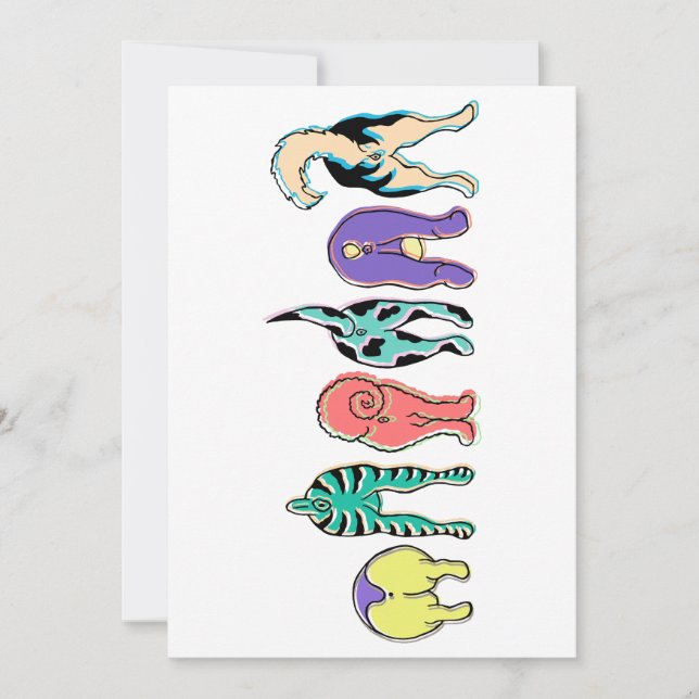 Farbenfrohe Hunde-Hintern Feiertagskarte (Vorderseite)