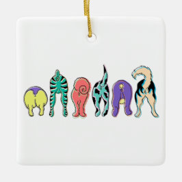 Farbenfrohe Hunde-Hintern Keramikornament