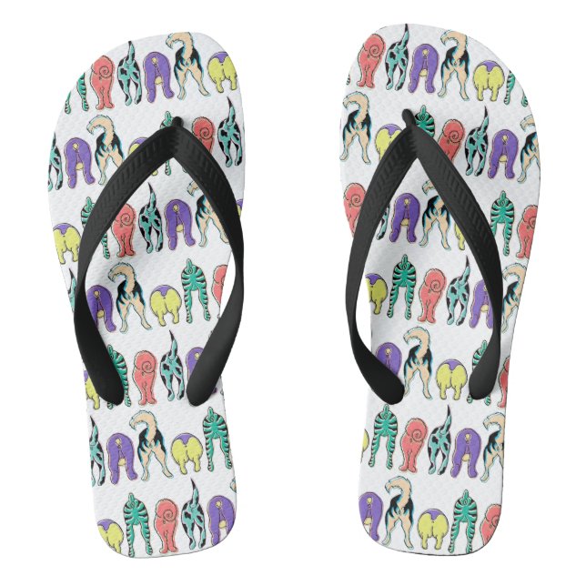 Farbenfrohe Hunde-Hintern-Muster Flip Flops (Fußbett)