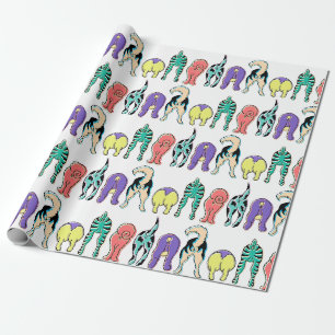 Farbenfrohe Hunde-Hintern-Muster Geschenkpapier