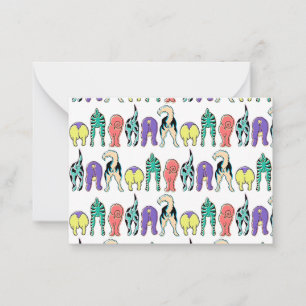 Farbenfrohe Hunde-Hintern-Muster Mitteilungskarte