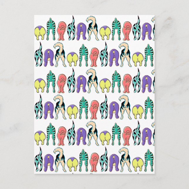 Farbenfrohe Hunde-Hintern-Muster Postkarte (Vorderseite)