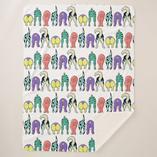 Farbenfrohe Hunde-Hintern-Muster Sherpadecke (Vorderseite)