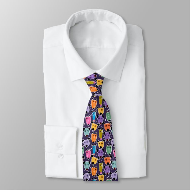 Farbenfrohe Hunde Neck Tie Krawatte (Gebunden)