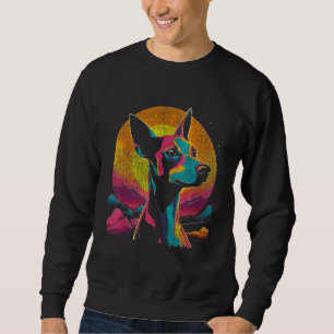 Farbenfrohe Hundelostration Retro-Sonnenuntergang Sweatshirt