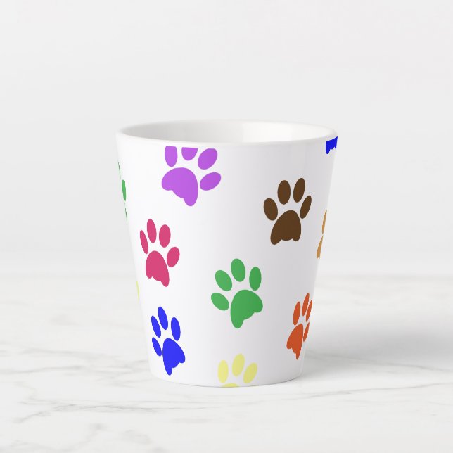 Farbenfrohe Hundepapierdrucke Milchtasse (Vorderseite)