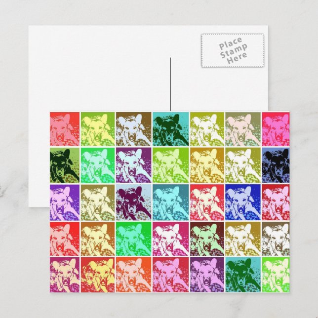 Farbenfrohe Hundeschirdin Pop Art Horizontal Postkarte (Vorne/Hinten)