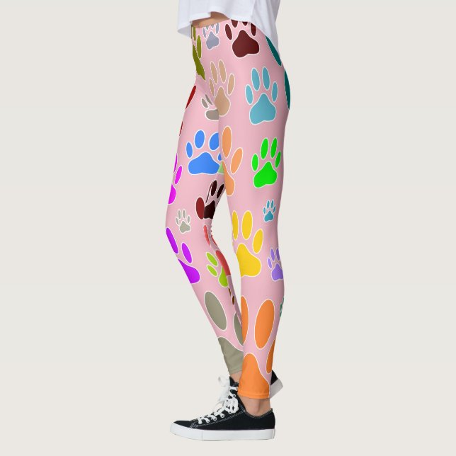 Farbenfrohe Hundeschraube druckt überall Leggings (Links)