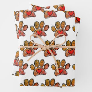 Farbenfrohe Hündin Lover Zeichnend Wasserfarbe Geschenkpapier Set