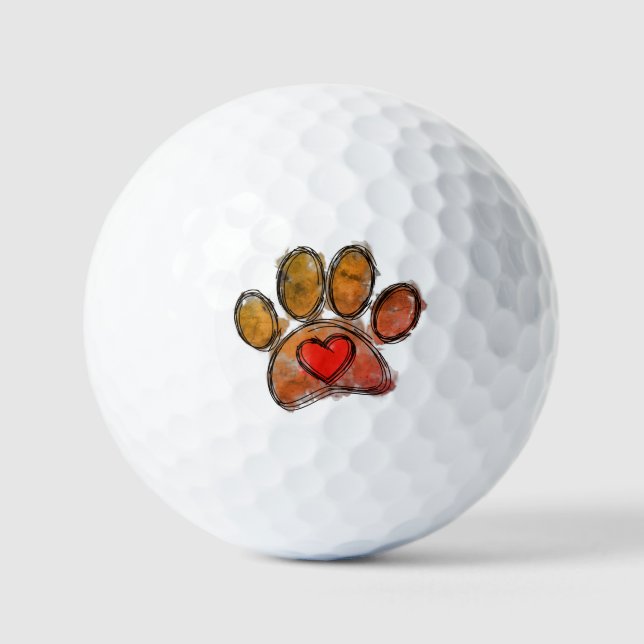 Farbenfrohe Hündin Lover Zeichnend Wasserfarbe Golfball (Vorderseite)