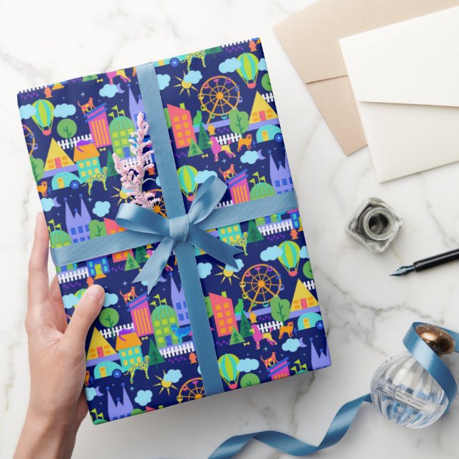 Farbenfrohe Hündin und Katze Geschenkpapier (Schenken)