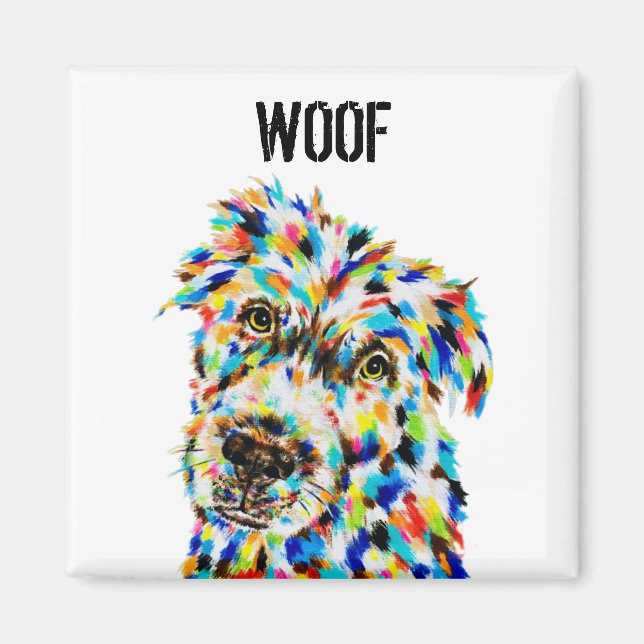 Farbenfrohe Hündin Woof Magnet (Vorne)