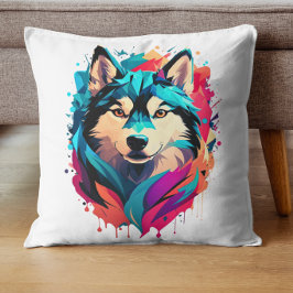 Farbenfrohe Husky Dog Head Vibranly Husky Liebhabe Kissen