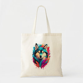 Farbenfrohe Husky Dog Head Vibranly Husky Liebhabe Tragetasche