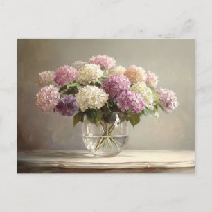 Farbenfrohe Hydrangea Bouquet Stillleben Postkarte