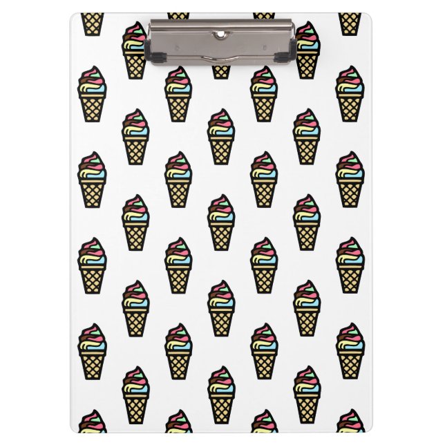 Farbenfrohe Ice Creme Muster Klemmbrett (Vorderseite)