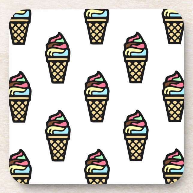 Farbenfrohe Ice Creme Muster Untersetzer (Vorderseite)