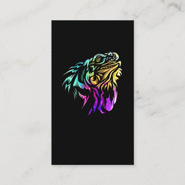 Farbenfrohe Iguana Lizard Art Reptile tropisches T Visitenkarte (Vorderseite)