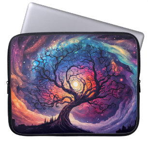 Farbenfrohe Illustration des nächtlichen Sonnensch Laptopschutzhülle