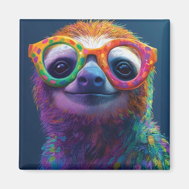 Farbenfrohe Illustration zum Faulenzen mit Brillen Magnet (Vorne)