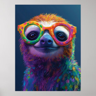 Farbenfrohe Illustration zum Faulenzen mit Brillen Poster