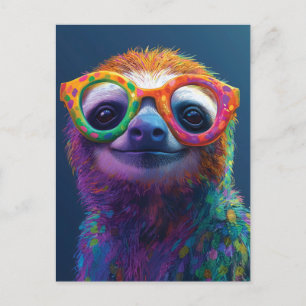 Farbenfrohe Illustration zum Faulenzen mit Brillen Postkarte